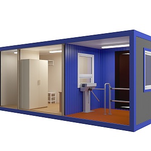 Вагон-дом контрольно-пропускной пункт (КПП) с турникетом